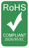 Compliance documents for pressure-sensitive labels including RoHS certification