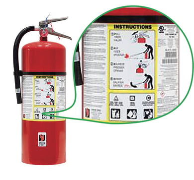 Fire extinguisher with UL label