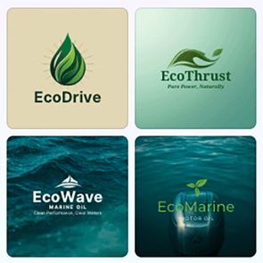 thumbnail designs for an eco-friendly boat motor oil logo