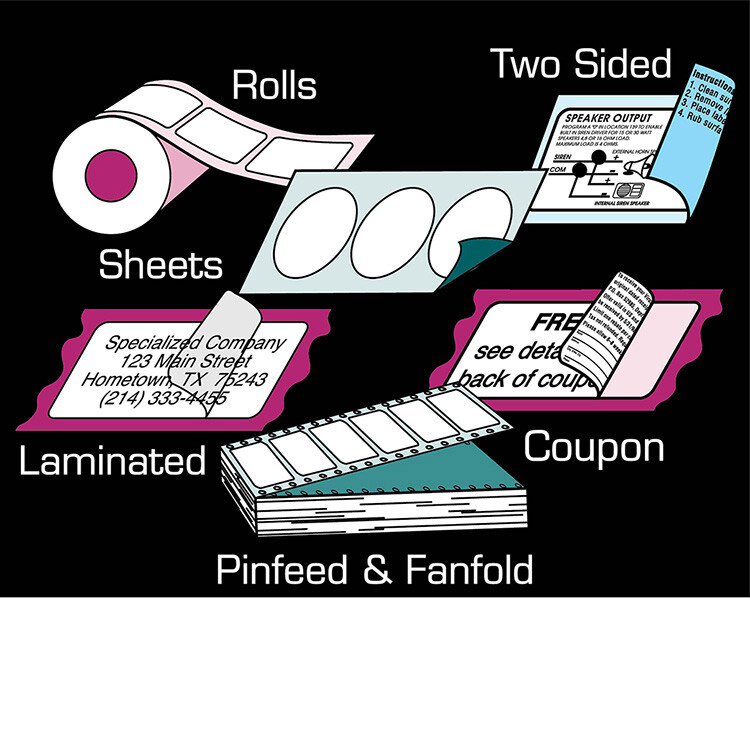 Rolls, Coupon, Two-sided Printing, Sheeted Labels